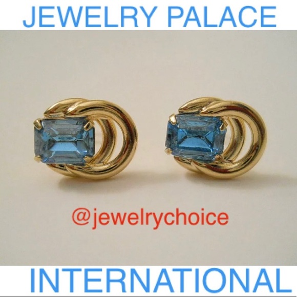 14K Gold Filled Stunning Light Blue Cubic Zirconia Post Earrings - Picture 4 of 11